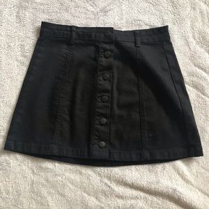 Black denim mini skirt